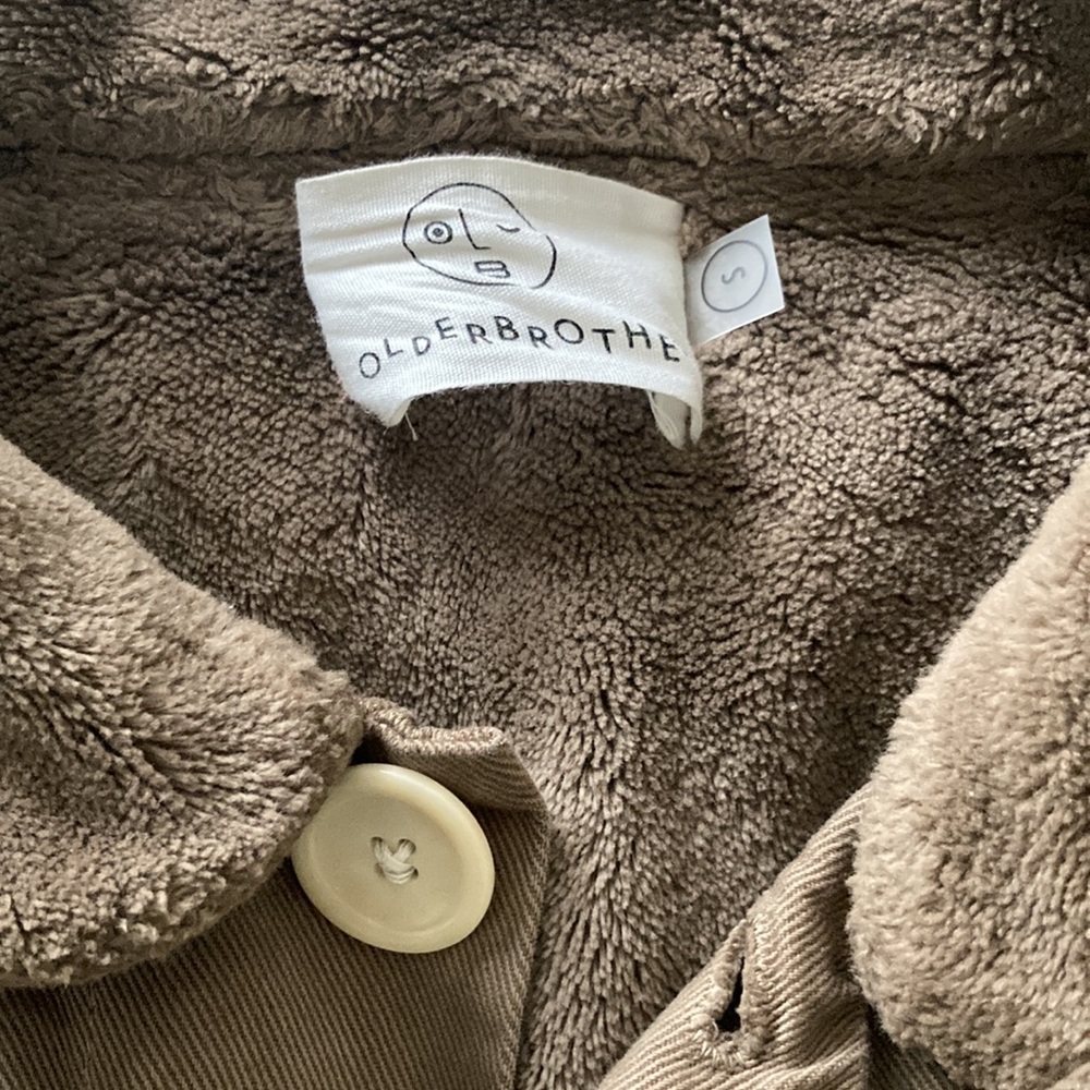 Olderbrother Sherpa Chore Coat, Slate Kakishibu, Small, Organic Japanese Cotton